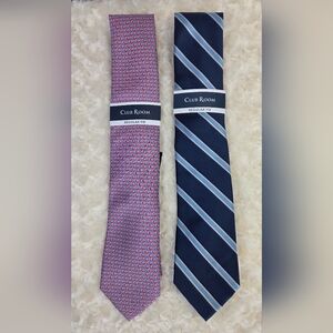 Club Room Red Geometric and Blue Striped Ties